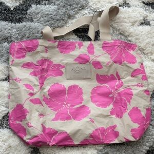 ALOHAS Beige and Pink Floral Tote